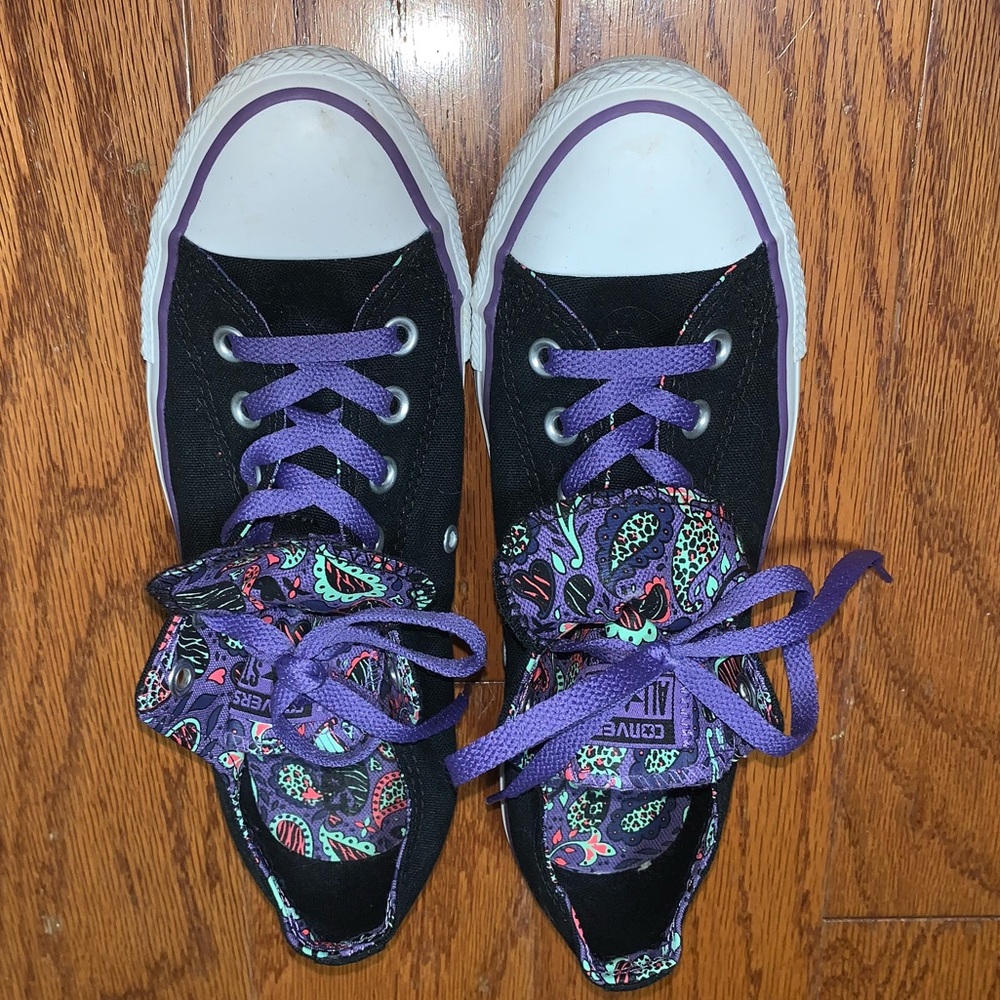 Black and Purple Converse